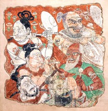 ベゼクリク石窟壁画・衆人奏楽図（中国、10～11世紀）