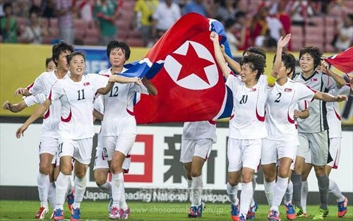 東アジアカップで3戦全勝で2連覇の快挙を達成した朝鮮女子サッカーチーム