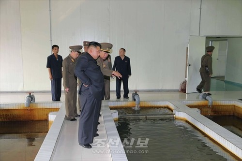 김정은원수님께서 천아포수산연구소를 현지지도하시였다.(조선중앙통신)