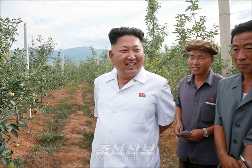 김정은원수님께서 고산과수농장을 현지지도하시였다.(조선중앙통신)