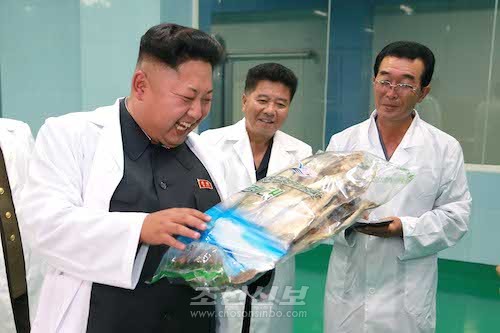 김정은원수님께서 새로 조업한 갈마식료공장을 현지지도하시였다.(조선중앙통신)