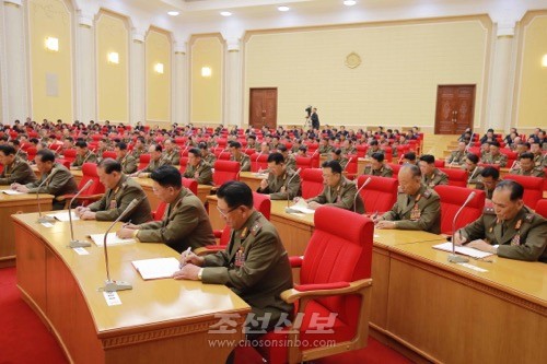 김정은원수님 지도밑에 조선로동당 중앙군사위원회 확대회의가 진행되였다.(조선중앙통신)