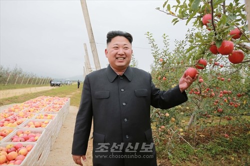 김정은원수님께서 고산과수종합농장을 현지지도하시였다.(조선중앙통신)